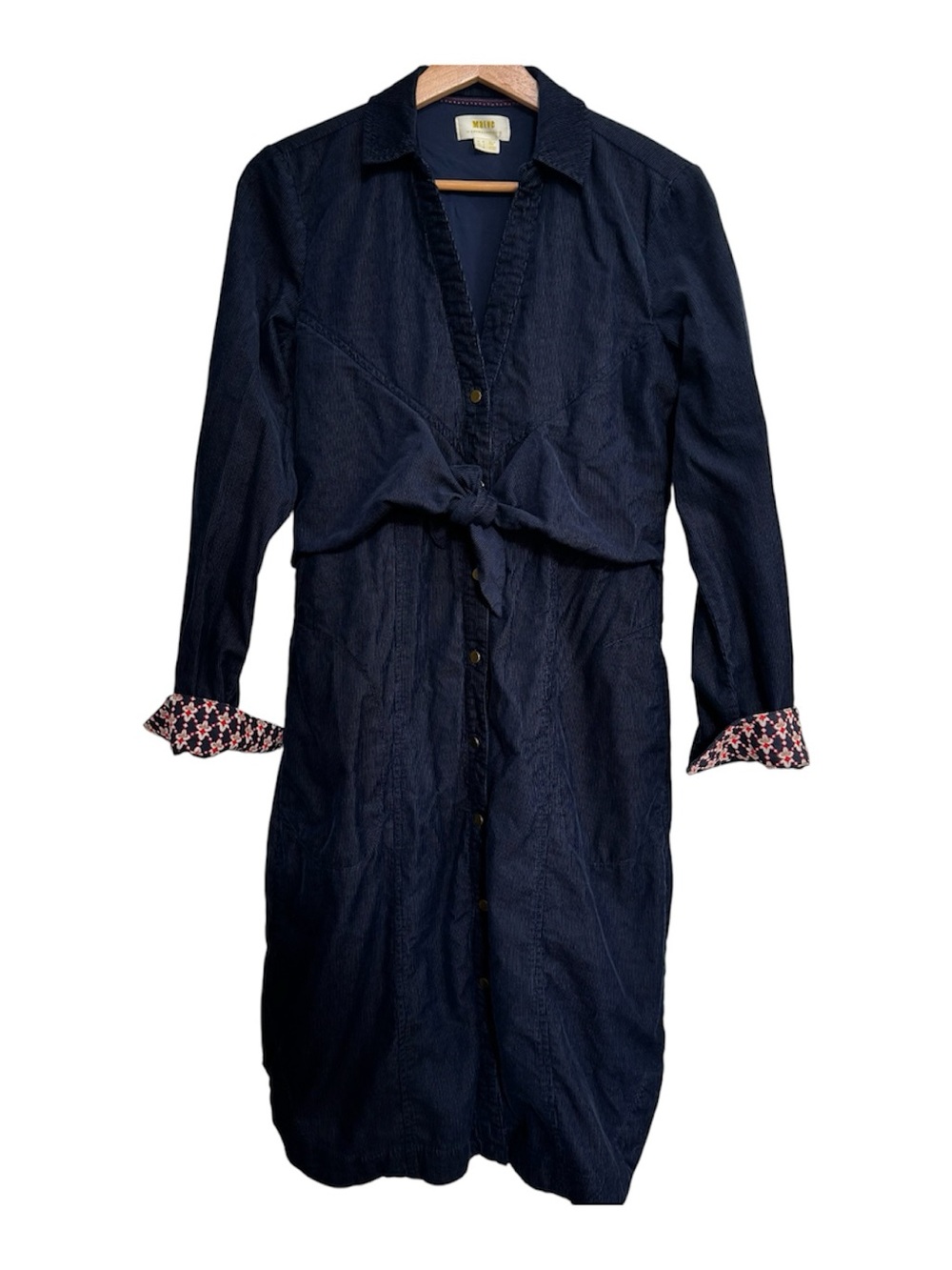 Anthropologie Maeve Winchester Corduroy Navy Blue Shirt Dress Size 6 Long Sleeve